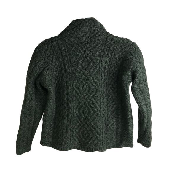 Arancrafts Sweater Womens Sz M Dark Green Asymmetrical Zip Chunky Wool Cardigan - Picture 4 of 9